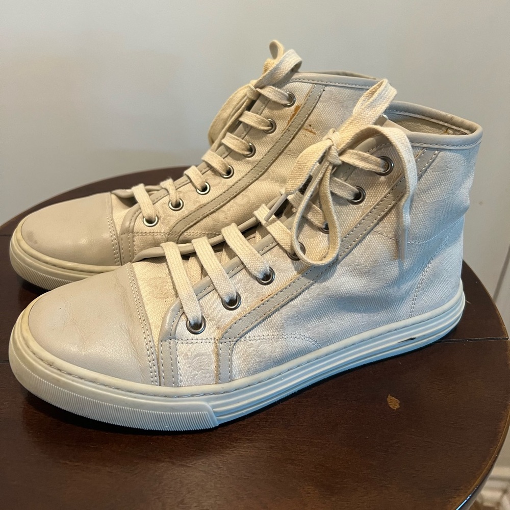 GUCCI High Top Sneakers ‘GG Monogram’ Cream Ivory - Size 7